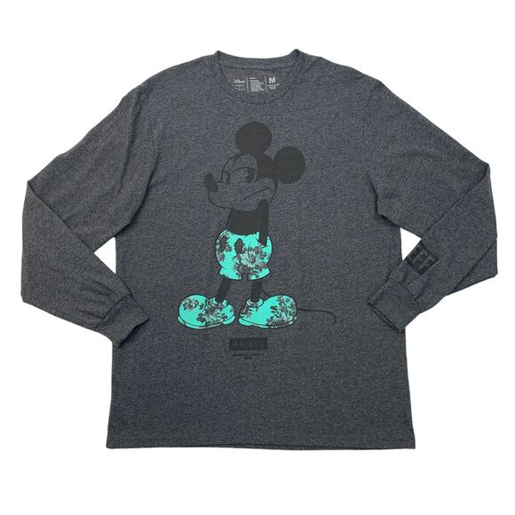 Disney x Neff T Shirt Mens M Medium Grey Long Sleeve Cotton Collaboration Mickey - Picture 1 of 9
